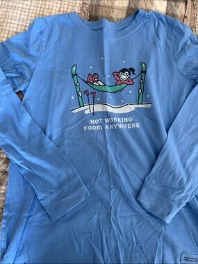 Life Is Good Light Blue Long Sleeve Tee with Hammock Graphic